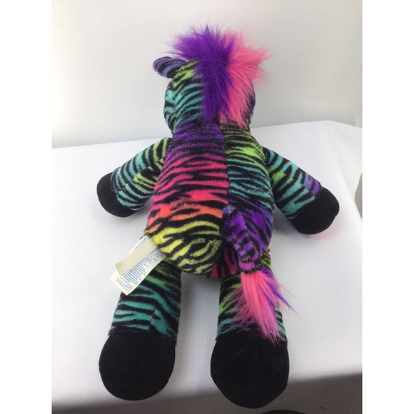 Build A Bear Rainbow Stripe Purple Pink Zebra Soft 17" Plush Toy Bear BABW - Picture 4 of 12